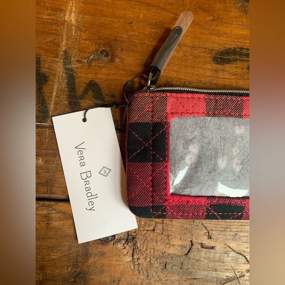 Vera Bradley iconic zip id case in garnet Buffalo print - Picture 2 of 6